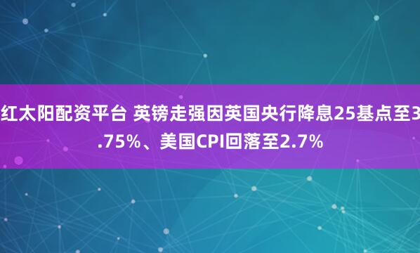 红太阳配资平台 英镑走强因英国央行降息25基点至3.75%、美国CPI回落至2.7%