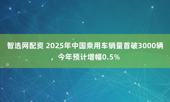 智选网配资 2025年中国乘用车销量首破3000辆，今年预计增幅0.5%