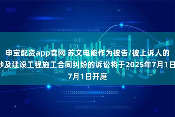 申宝配资app官网 苏文电能作为被告/被上诉人的1起涉及建设工程施工合同纠纷的诉讼将于2025年7月1日开庭